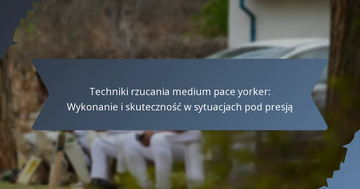 Techniki rzucania medium pace yorker: Wykonanie i skuteczność w sytuacjach pod presją
