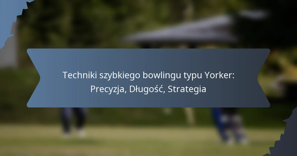 Techniki szybkiego bowlingu typu Yorker: Precyzja, Długość, Strategia